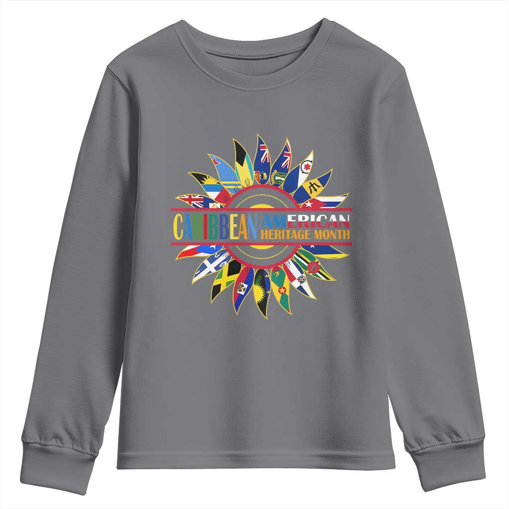 Funny Caribbean American Heritage Month Youth Sweatshirt Flower