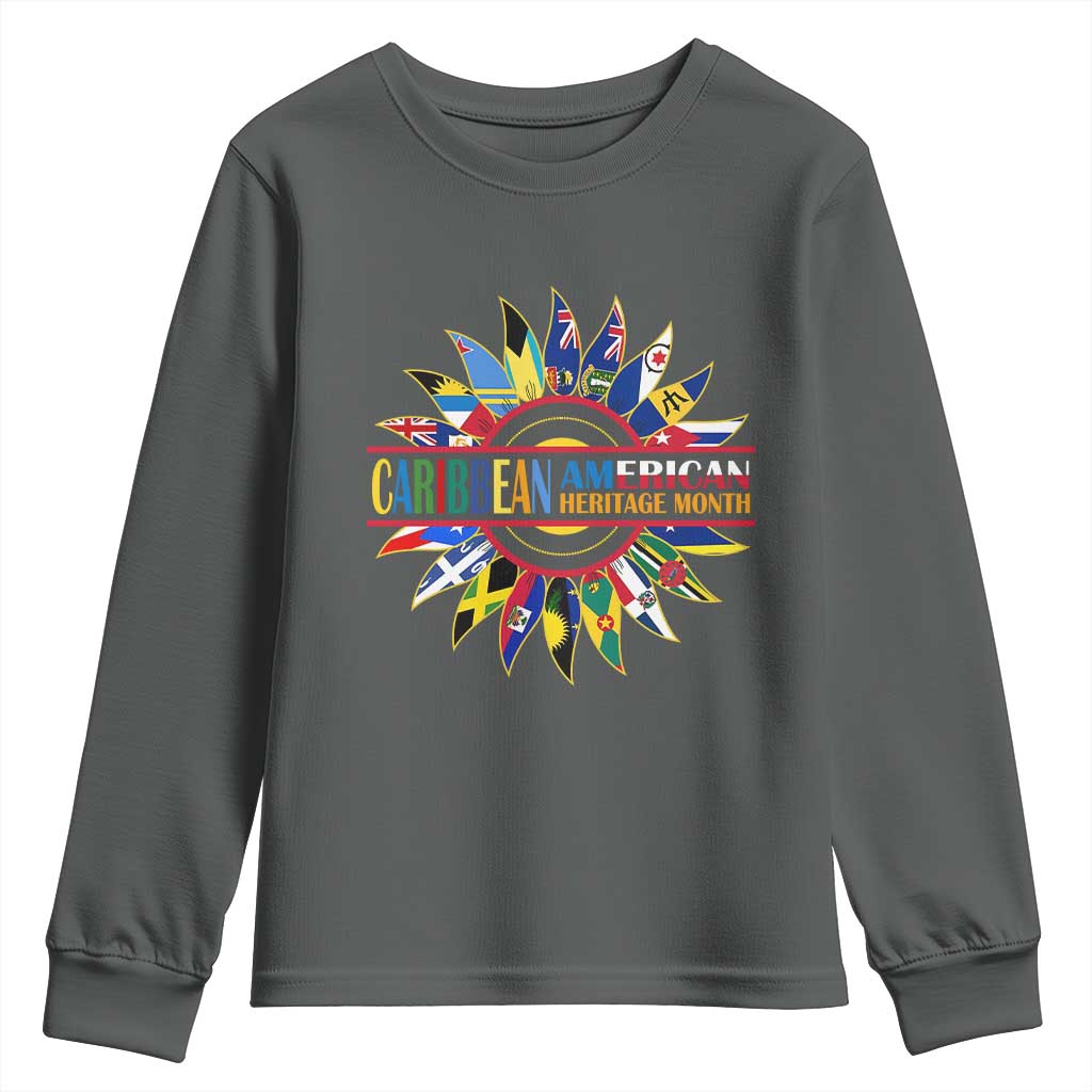 Funny Caribbean American Heritage Month Youth Sweatshirt Flower