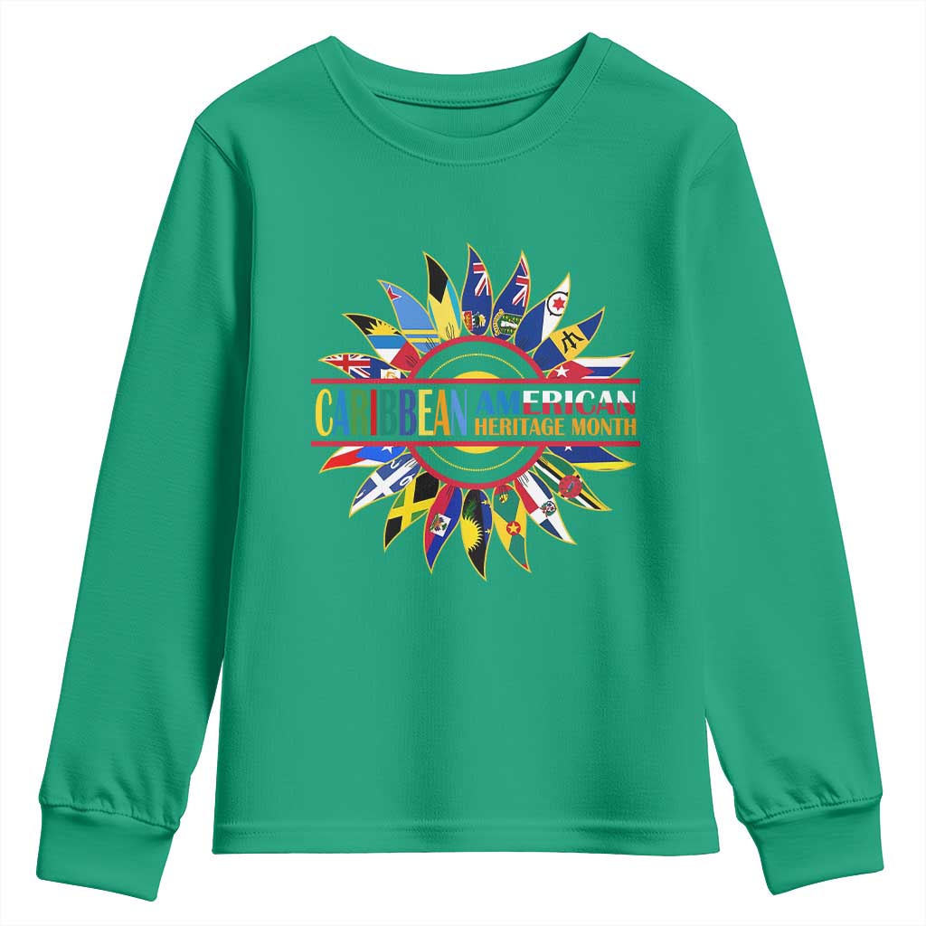 Funny Caribbean American Heritage Month Youth Sweatshirt Flower