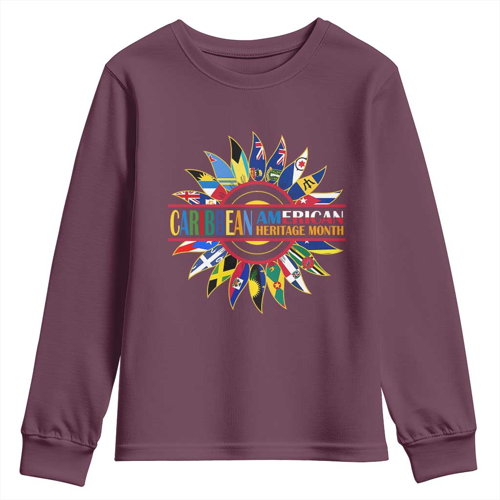 Funny Caribbean American Heritage Month Youth Sweatshirt Flower