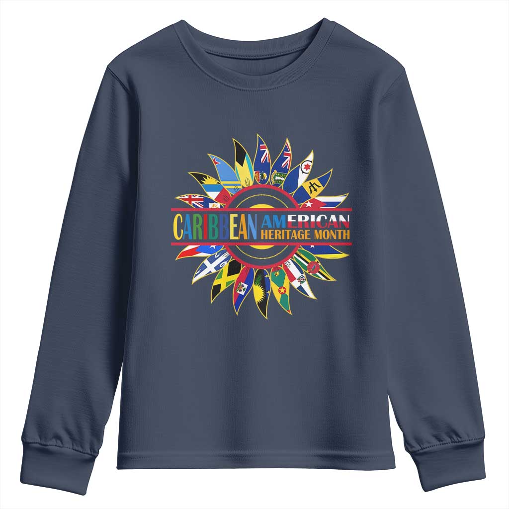 Funny Caribbean American Heritage Month Youth Sweatshirt Flower