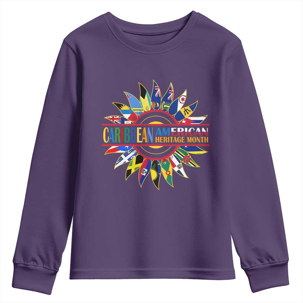 Funny Caribbean American Heritage Month Youth Sweatshirt Flower