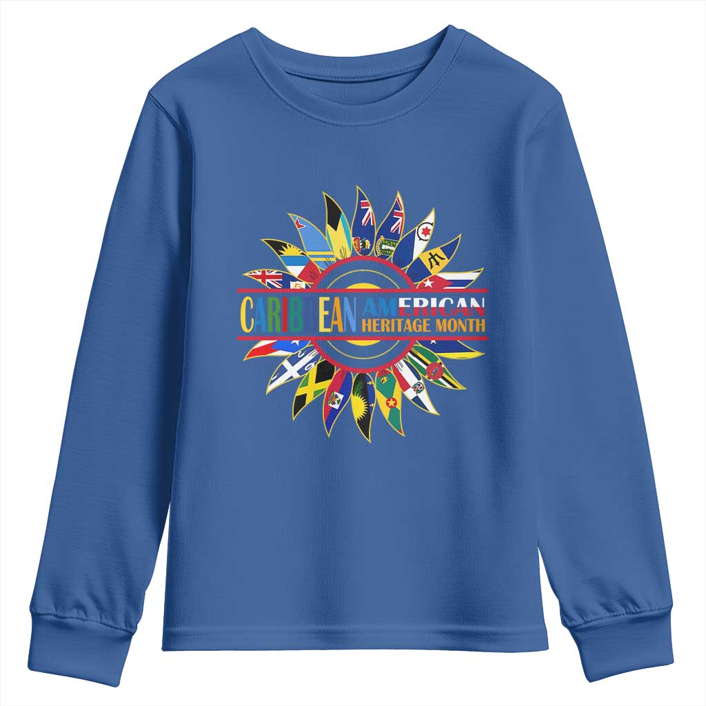 Funny Caribbean American Heritage Month Youth Sweatshirt Flower