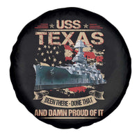 USS Texas Been There Done That And Damn Proud Of It Spare Tire Cover Battleship USA American Flag