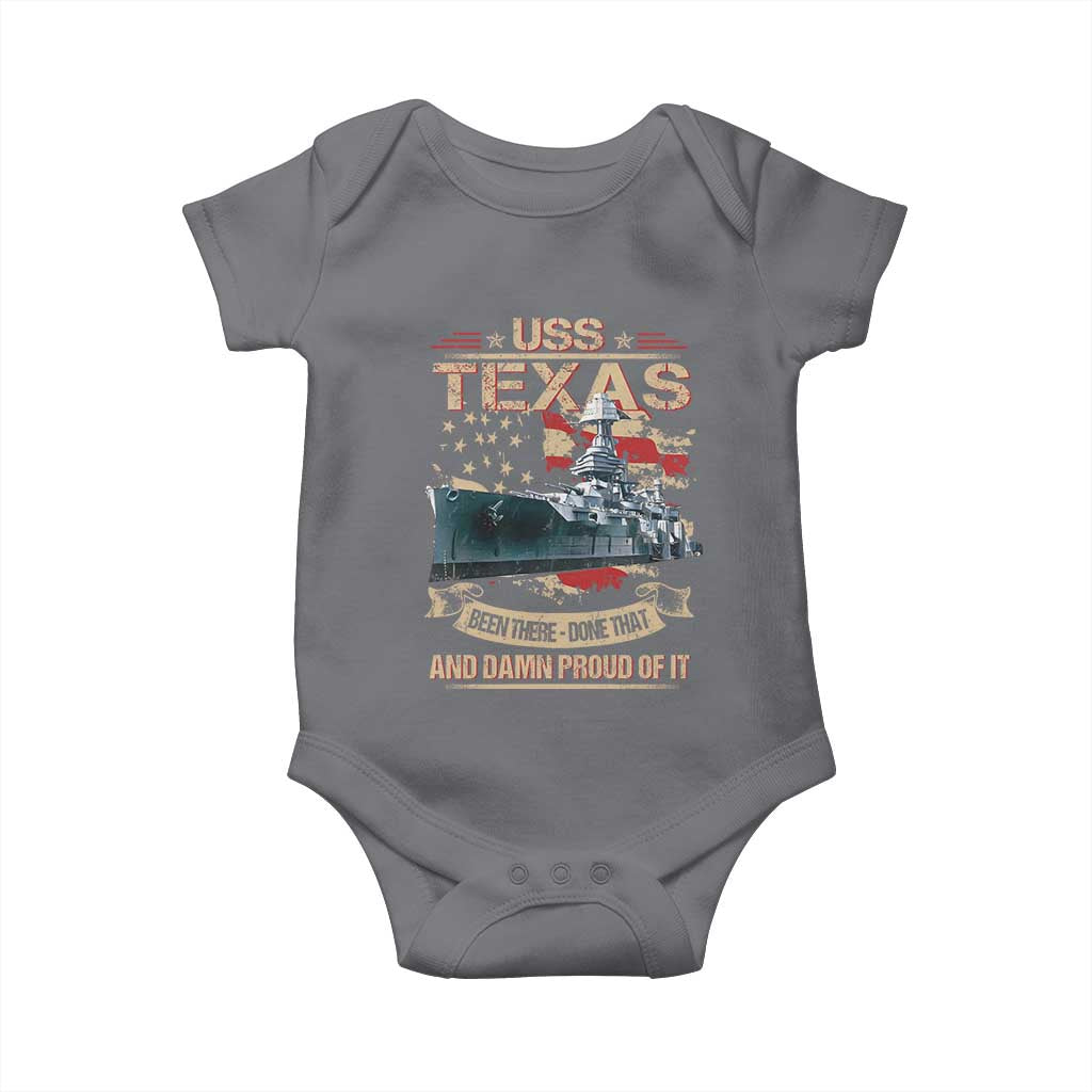 USS Texas Been There Done That And Damn Proud Of It Baby Onesie Battleship USA American Flag
