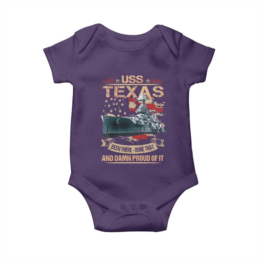 USS Texas Been There Done That And Damn Proud Of It Baby Onesie Battleship USA American Flag