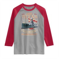 USS Texas Been There Done That And Damn Proud Of It Raglan Shirt Battleship USA American Flag
