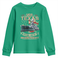 USS Texas Been There Done That And Damn Proud Of It Youth Sweatshirt Battleship USA American Flag