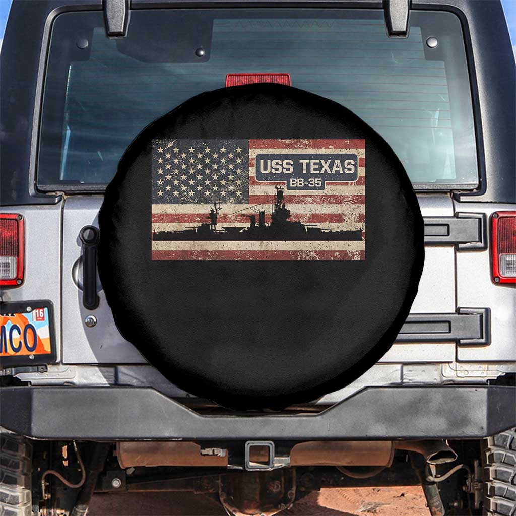 USS Texas BB35 WW1 WW2 Battleship USA American Flag Spare Tire Cover