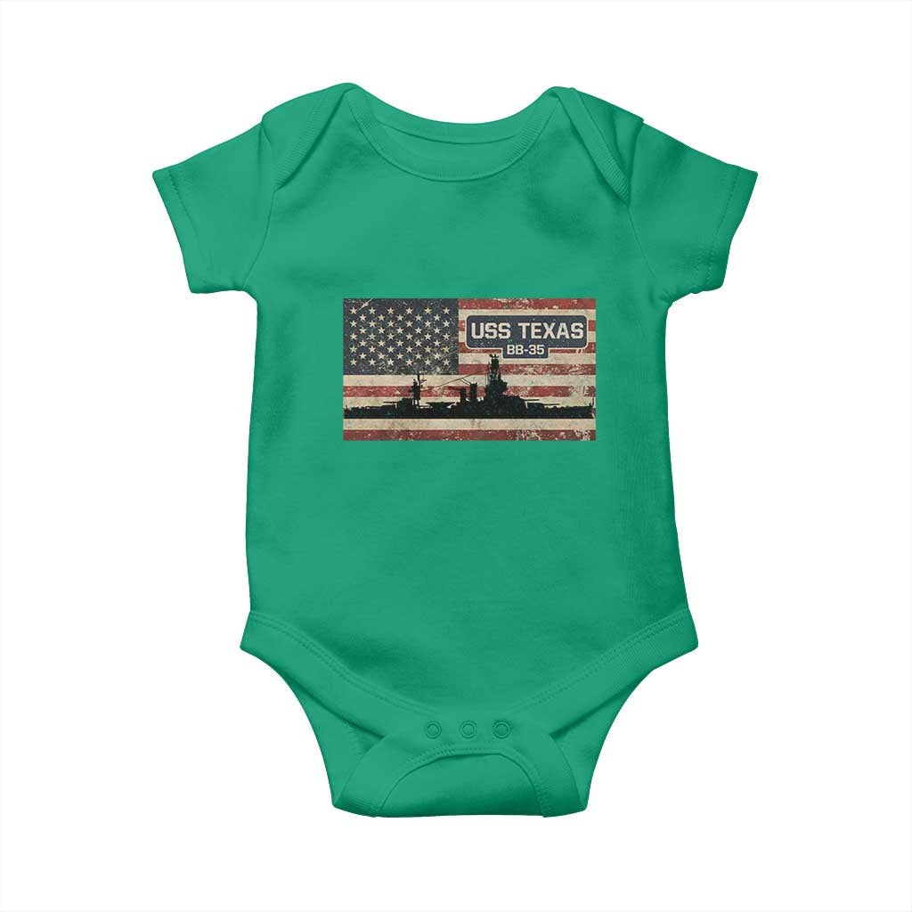 USS Texas BB35 WW1 WW2 Battleship USA American Flag Baby Onesie