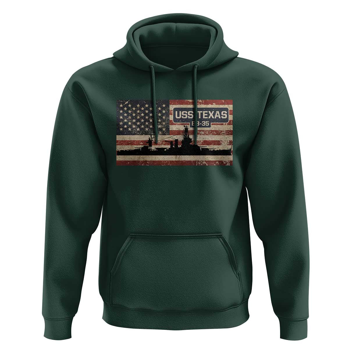 USS Texas BB35 WW1 WW2 Battleship USA American Flag Hoodie