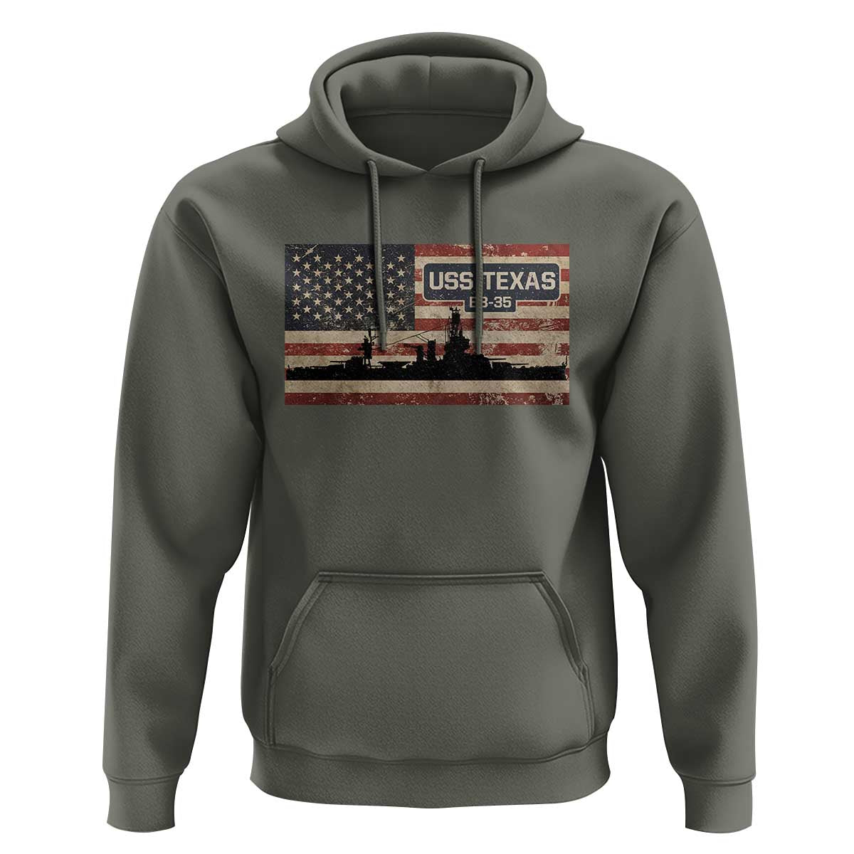 USS Texas BB35 WW1 WW2 Battleship USA American Flag Hoodie