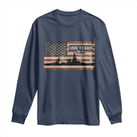 USS Texas BB35 WW1 WW2 Battleship USA American Flag Long Sleeve Shirt