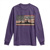 USS Texas BB35 WW1 WW2 Battleship USA American Flag Long Sleeve Shirt