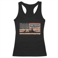 USS Texas BB35 WW1 WW2 Battleship USA American Flag Racerback Tank Top