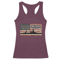 USS Texas BB35 WW1 WW2 Battleship USA American Flag Racerback Tank Top