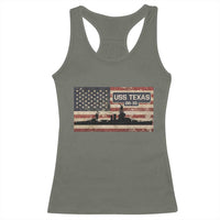 USS Texas BB35 WW1 WW2 Battleship USA American Flag Racerback Tank Top