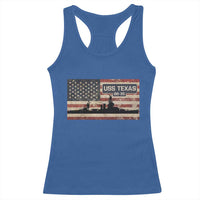 USS Texas BB35 WW1 WW2 Battleship USA American Flag Racerback Tank Top