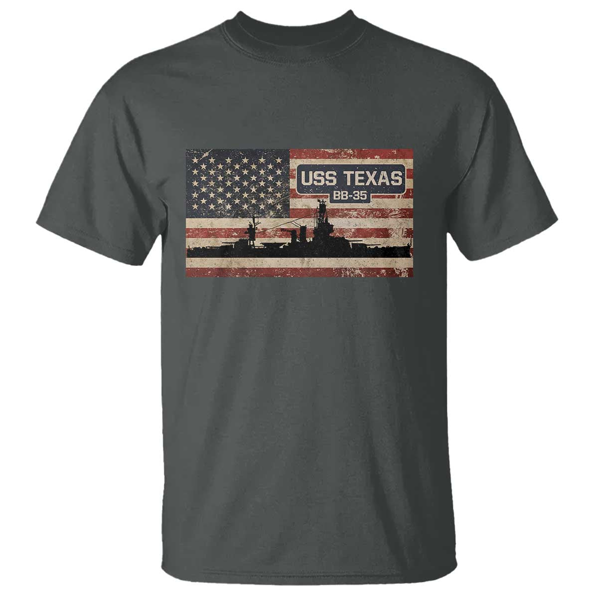 USS Texas BB35 WW1 WW2 Battleship USA American Flag T Shirt