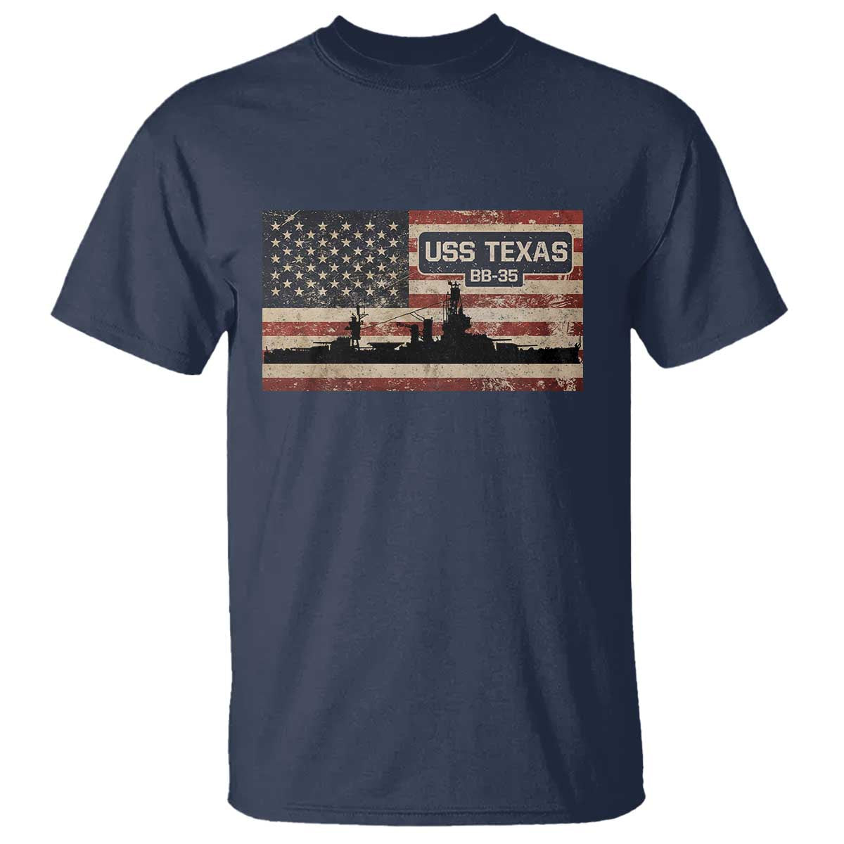 USS Texas BB35 WW1 WW2 Battleship USA American Flag T Shirt