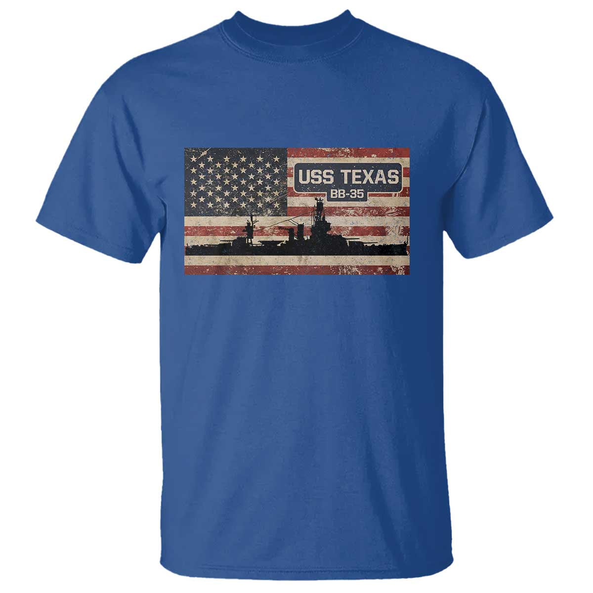 USS Texas BB35 WW1 WW2 Battleship USA American Flag T Shirt