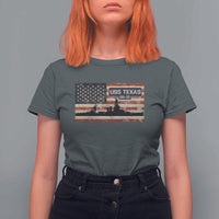 USS Texas BB35 WW1 WW2 Battleship USA American Flag T Shirt For Women
