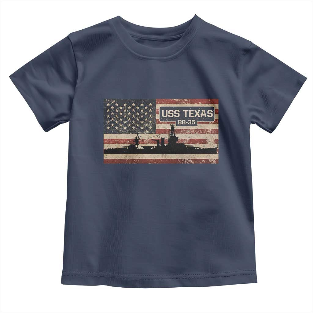 USS Texas BB35 WW1 WW2 Battleship USA American Flag Toddler T Shirt