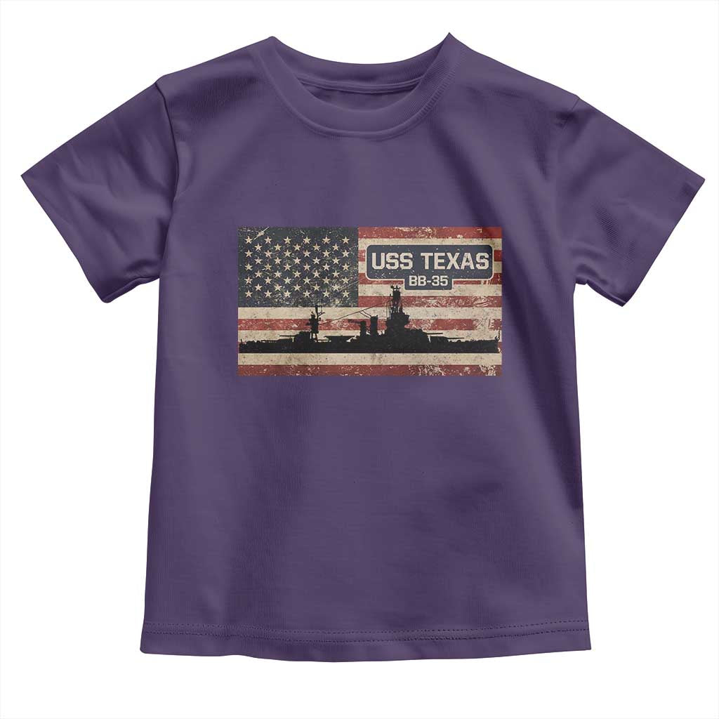 USS Texas BB35 WW1 WW2 Battleship USA American Flag Toddler T Shirt