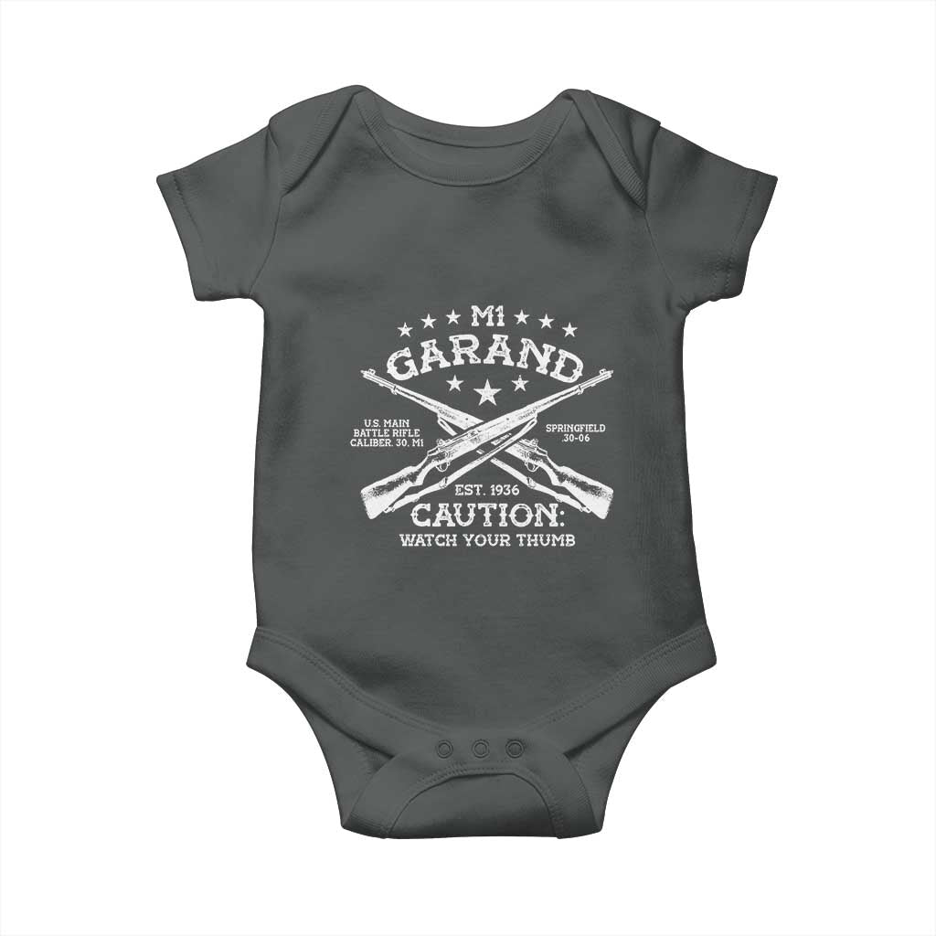 M1 Garand Rifle Gun WWII Watch Your Thumb EST 1936 Baby Onesie