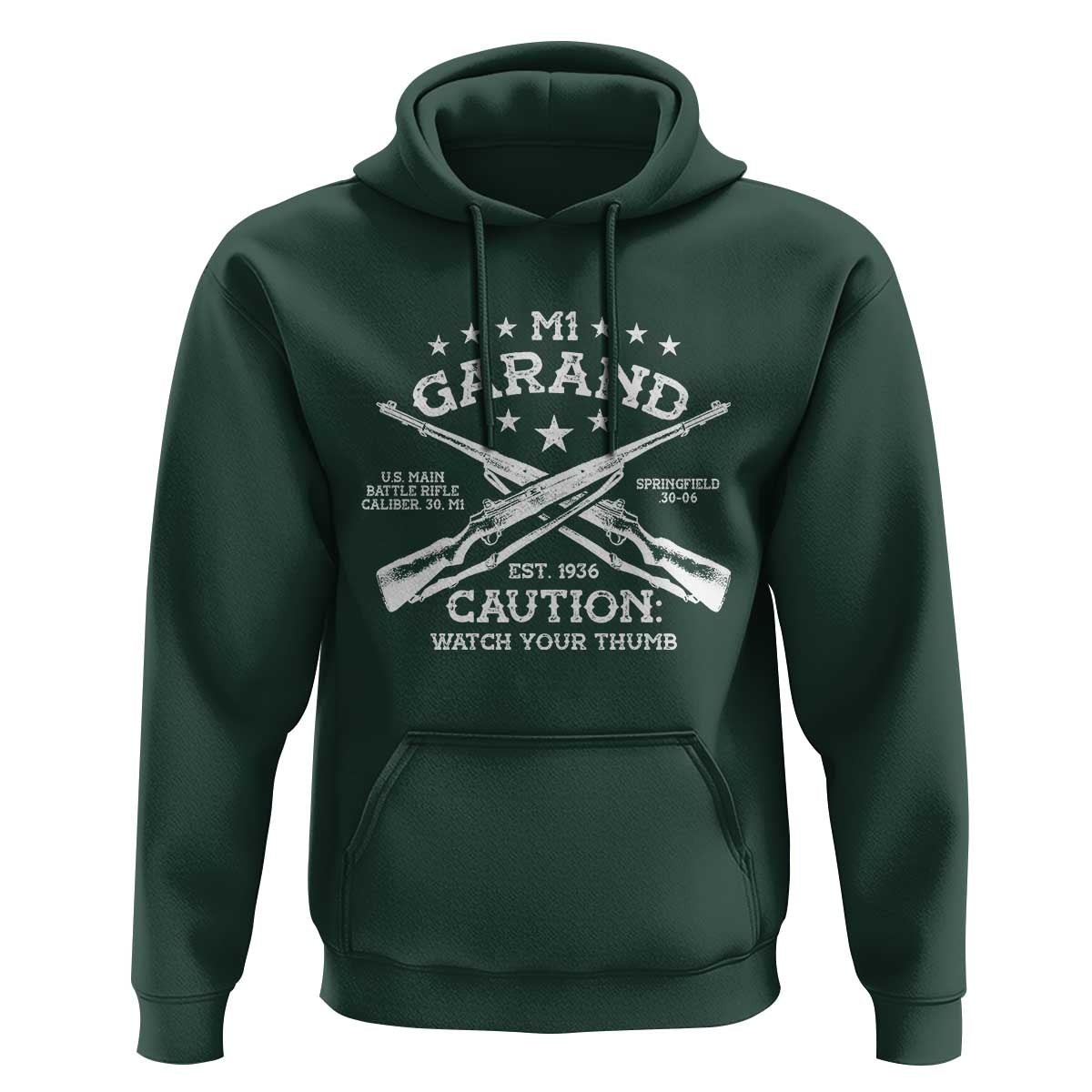 M1 Garand Rifle Gun WWII Watch Your Thumb EST 1936 Hoodie