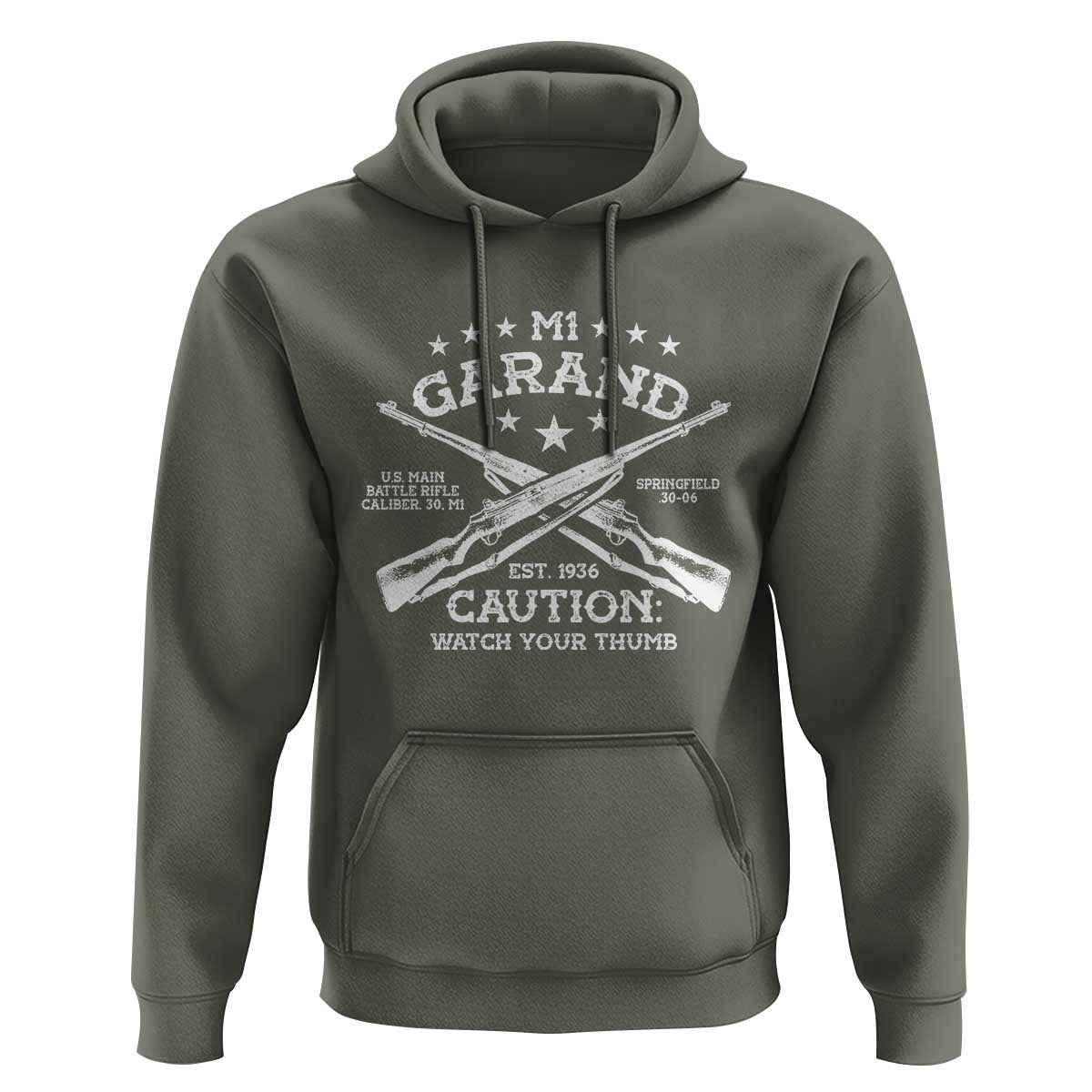 M1 Garand Rifle Gun WWII Watch Your Thumb EST 1936 Hoodie