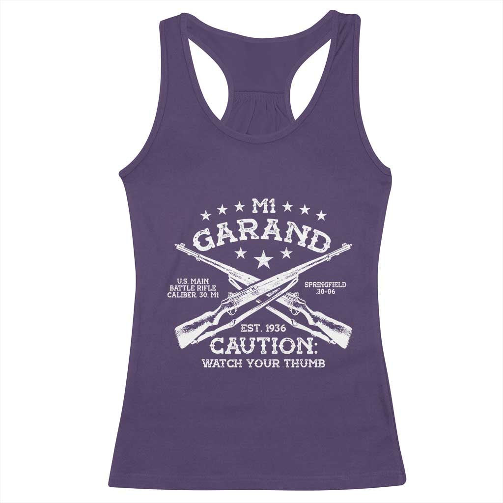 M1 Garand Rifle Gun WWII Watch Your Thumb EST 1936 Racerback Tank Top