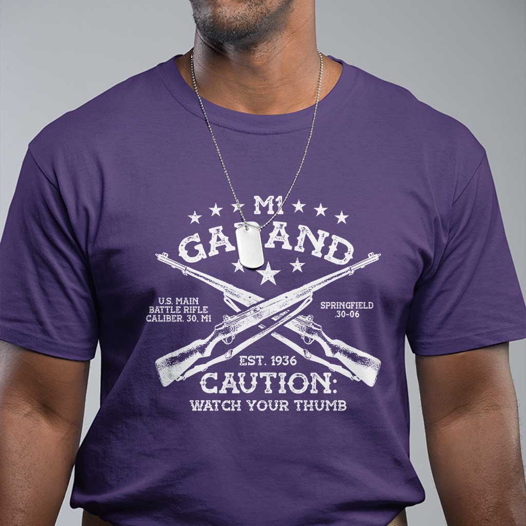 M1 Garand Rifle Gun WWII Watch Your Thumb EST 1936 T Shirt