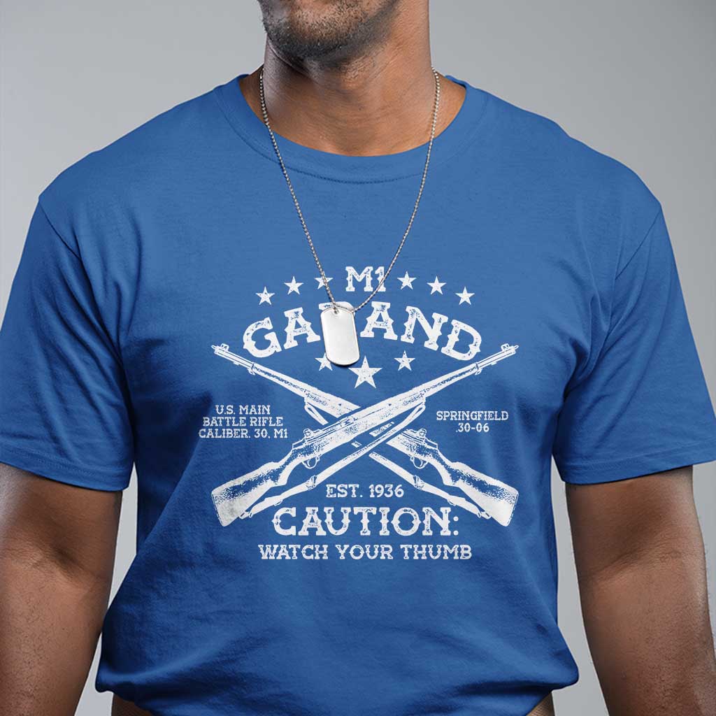 M1 Garand Rifle Gun WWII Watch Your Thumb EST 1936 T Shirt