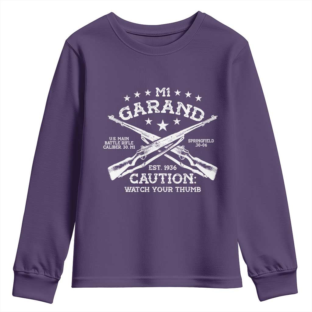 M1 Garand Rifle Gun WWII Watch Your Thumb EST 1936 Youth Sweatshirt