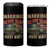 Warning May Start Talking About WWII 4 in 1 Can Cooler Tumbler American Flag Tank