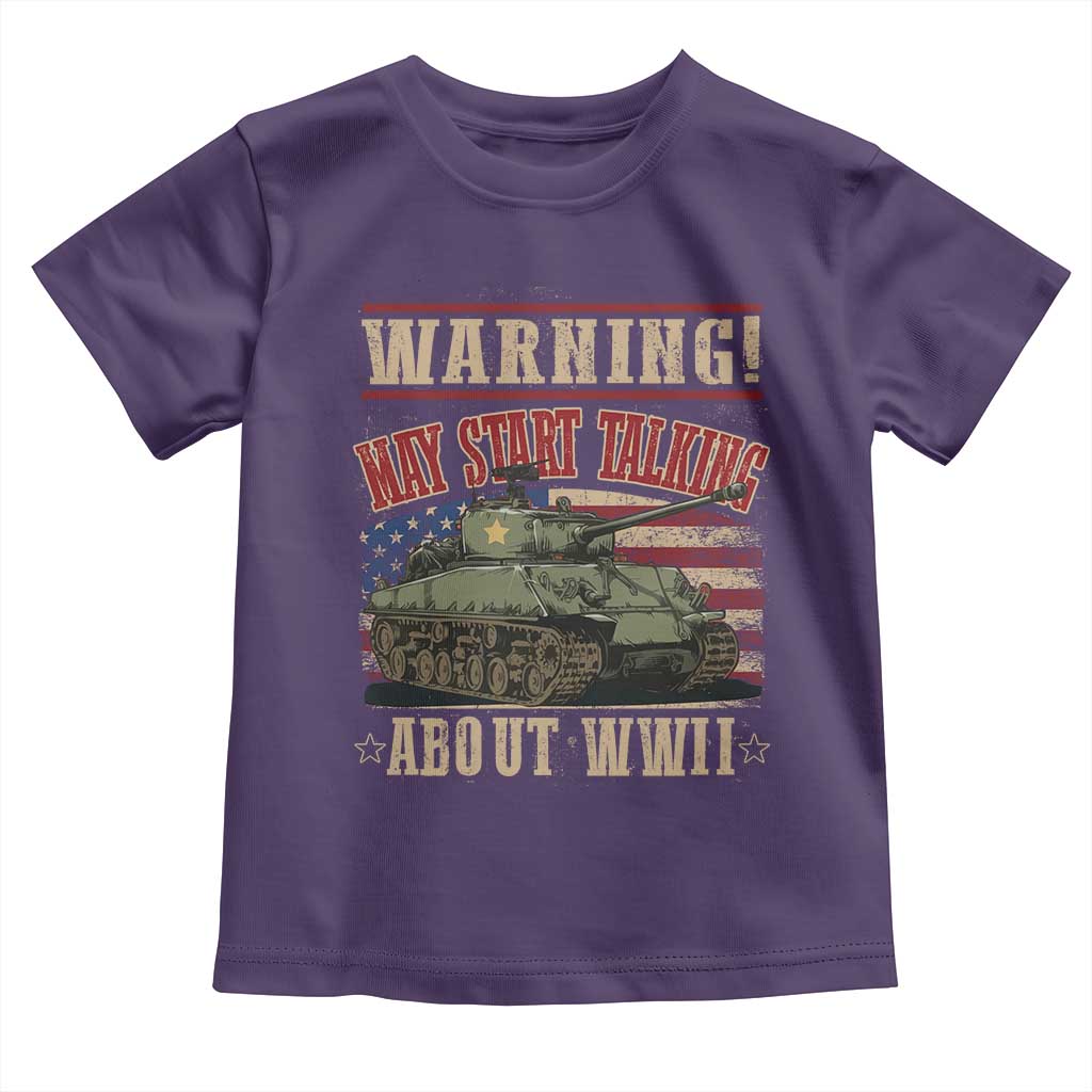 Warning May Start Talking About WWII Toddler T Shirt American Flag Tank