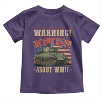 Warning May Start Talking About WWII Toddler T Shirt American Flag Tank