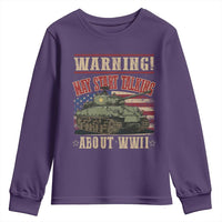 Warning May Start Talking About WWII Youth Sweatshirt American Flag Tank