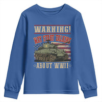 Warning May Start Talking About WWII Youth Sweatshirt American Flag Tank
