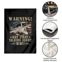 Warning May Start Talking About WWII Garden Flag American Flag Fighter Jet - Wonder Print Shop
