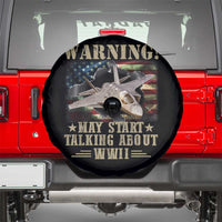Warning May Start Talking About WWII Spare Tire Cover American Flag Fighter Jet - Wonder Print Shop