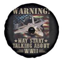 Warning May Start Talking About WWII Spare Tire Cover American Flag Fighter Jet - Wonder Print Shop