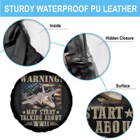 Warning May Start Talking About WWII Spare Tire Cover American Flag Fighter Jet - Wonder Print Shop