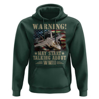 Warning May Start Talking About WWII Hoodie American Flag Fighter Jet - Wonder Print Shop