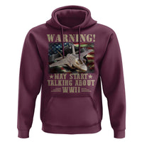 Warning May Start Talking About WWII Hoodie American Flag Fighter Jet - Wonder Print Shop