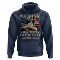 Warning May Start Talking About WWII Hoodie American Flag Fighter Jet - Wonder Print Shop