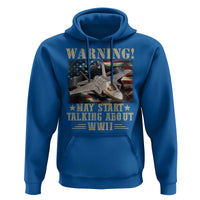 Warning May Start Talking About WWII Hoodie American Flag Fighter Jet - Wonder Print Shop