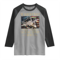 Warning May Start Talking About WWII Raglan Shirt American Flag Fighter Jet - Wonder Print Shop