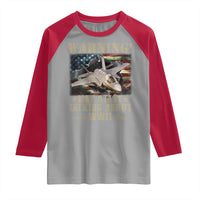 Warning May Start Talking About WWII Raglan Shirt American Flag Fighter Jet - Wonder Print Shop